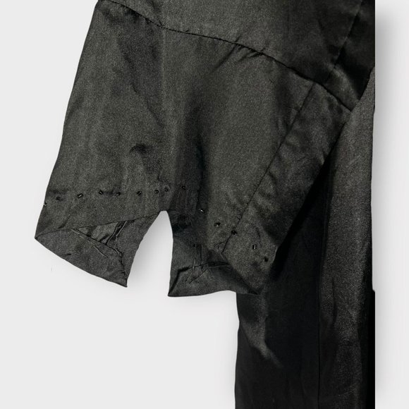 Antique Victorian Fortune Teller Topper Dress Top Black Satin Beaded & Tassels - Picture 4 of 16